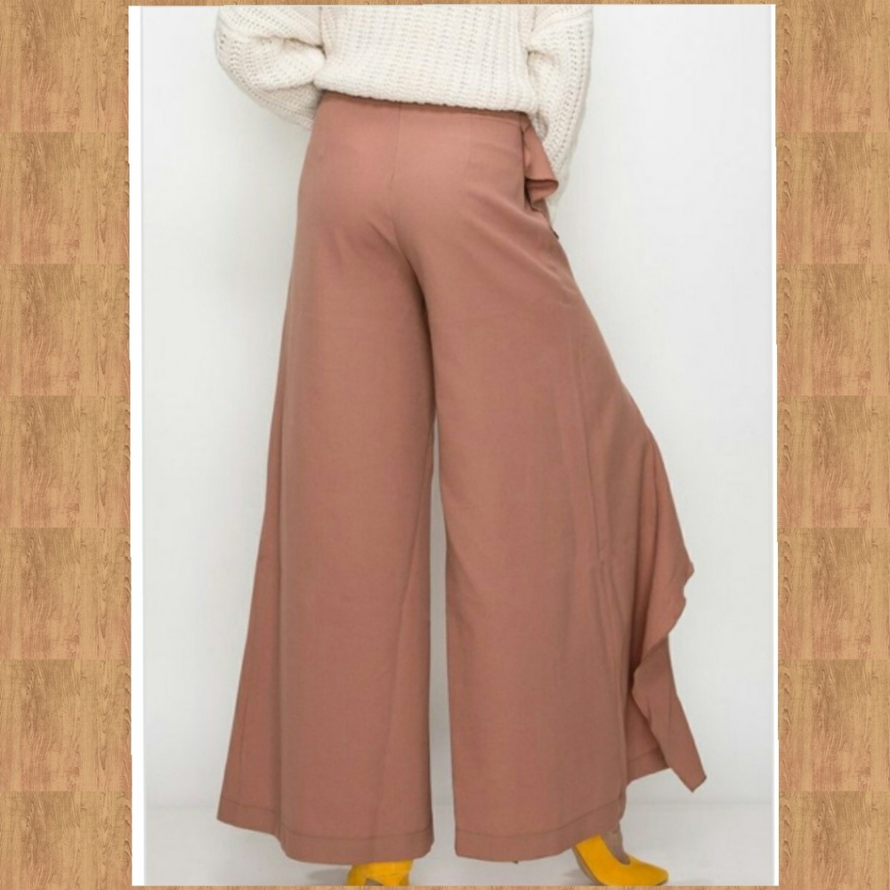 🍁WIDE LEG RUFFLE PANTS - Picture 2 of 3